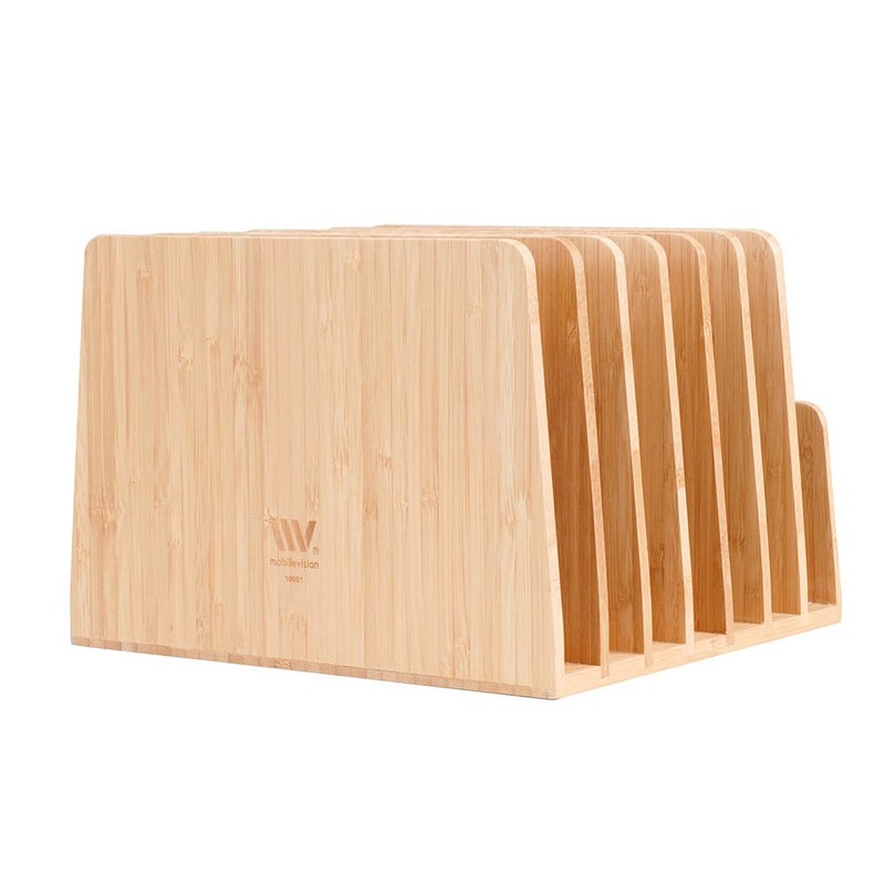 MobileVision Bamboo Desktop File Folder Organizer and Paper Tray, 7 Slots - Image 3